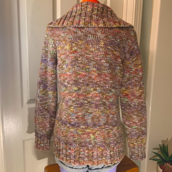 Hand Knit Chunky Kawaii Cute Sweetheart Cowl Neckline Sweater - Picture 5 of 12